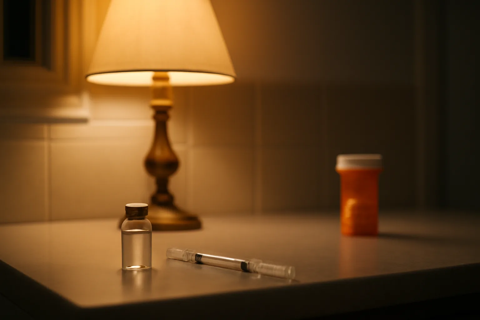 Injection vial and oral capsules side by side representing sermorelin vs ibutamoren choice